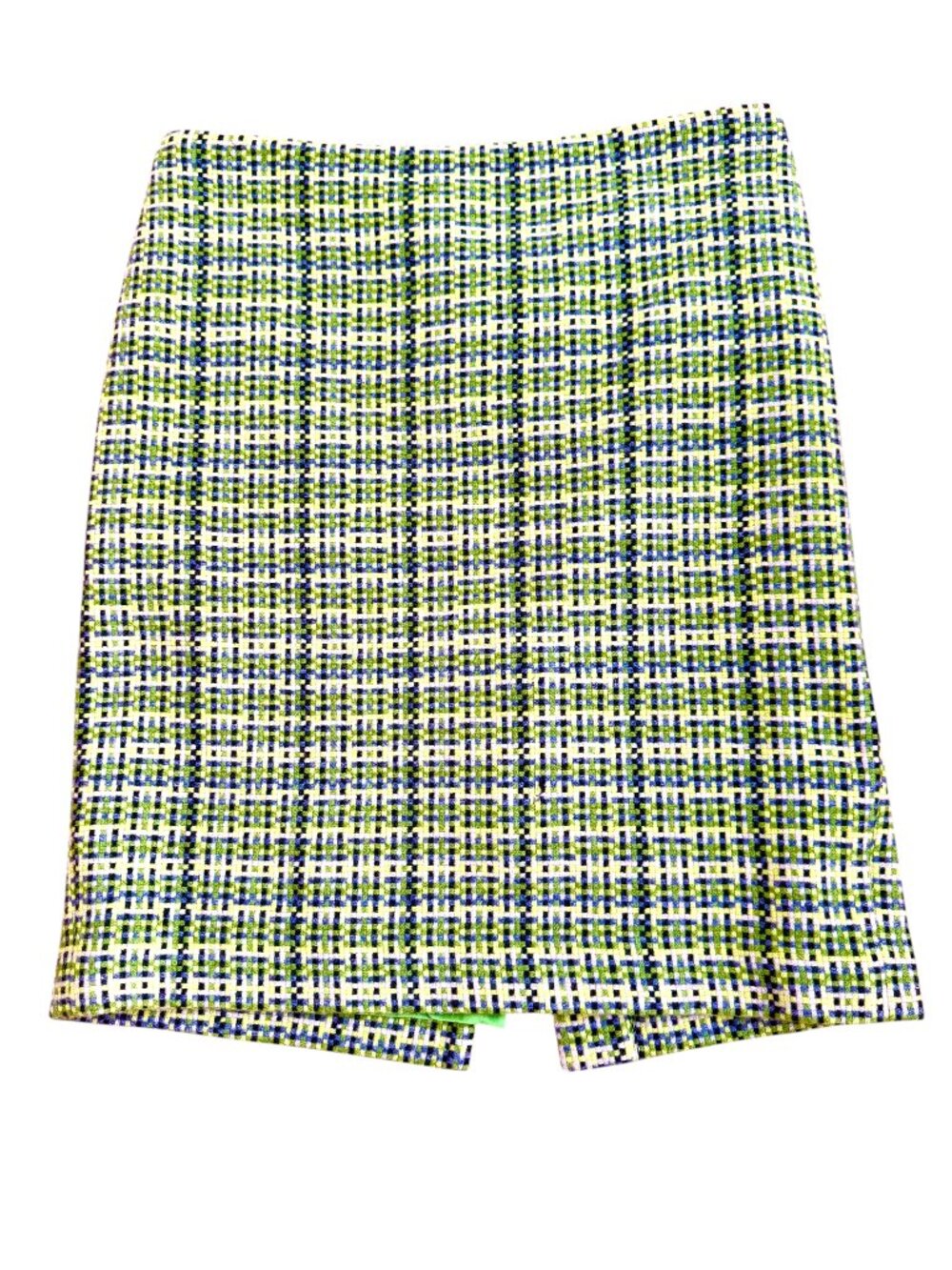 Theory Wool Angora Skirt Green Black Plaid Check Classic Pencil (6)